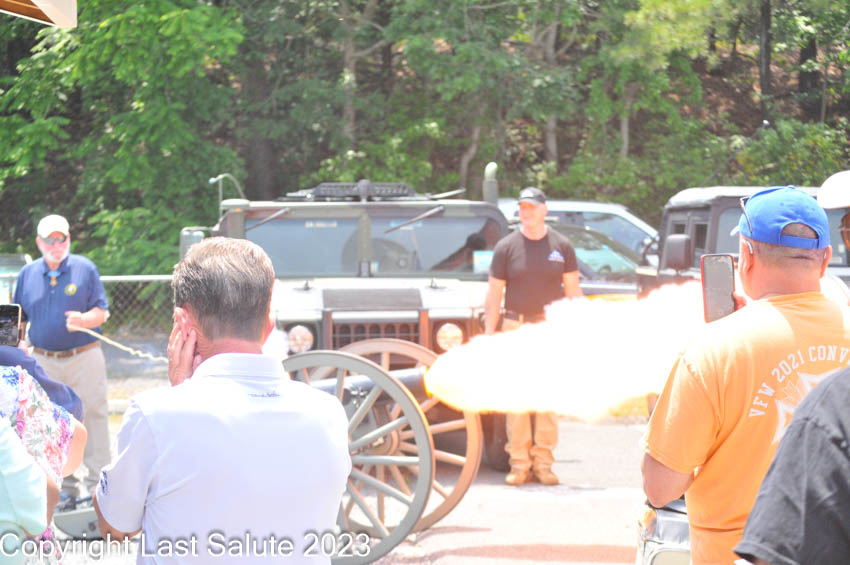 Medal of Honor recipient Brian Thacker fires Last Salute’s cannon at VFW Post 9462